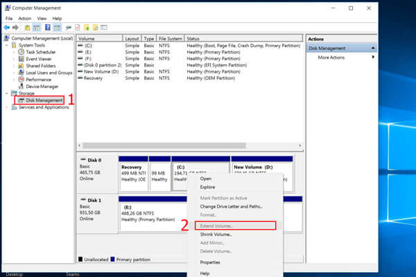 Chọn Disk Management để chỉnh phân vùng ổ cứng