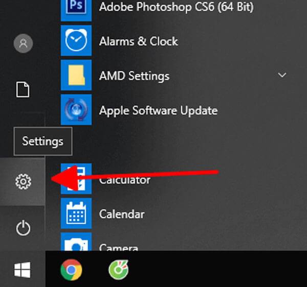 Mở Setting trên Win 10