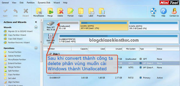 Xóa phân vùng chuẩn bị ghost win lên